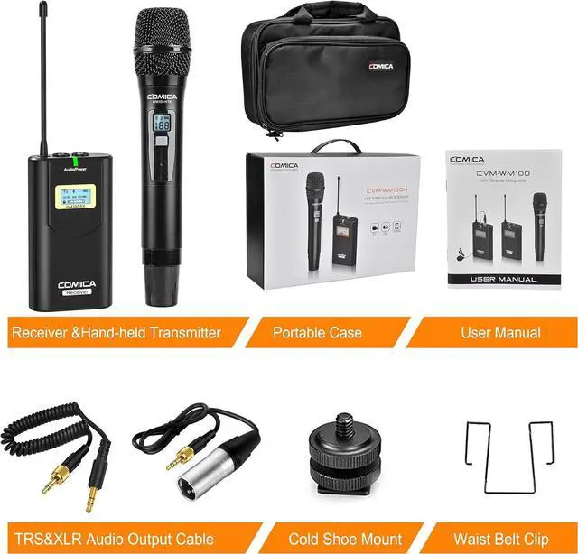 Alt view image 7 of 7 - CVM-WM100 H UHF 48-Channel Professional Wireless Handhled Microphone System for Canon Nikon Sony Panasonic Fuji DSLR Camera, XLR Camcorder, Smartphone, Perfect for Video Recording/Interview