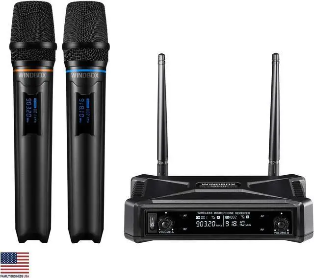 Main image of ARISEN Wireless Microphone System, Professional  microphone UHF Dual Channel Handheld Microphone, 200ft Range Receiver and 2 Handheld Mic Set, Cordless Mic Systems for, Church, Wedding, DJ