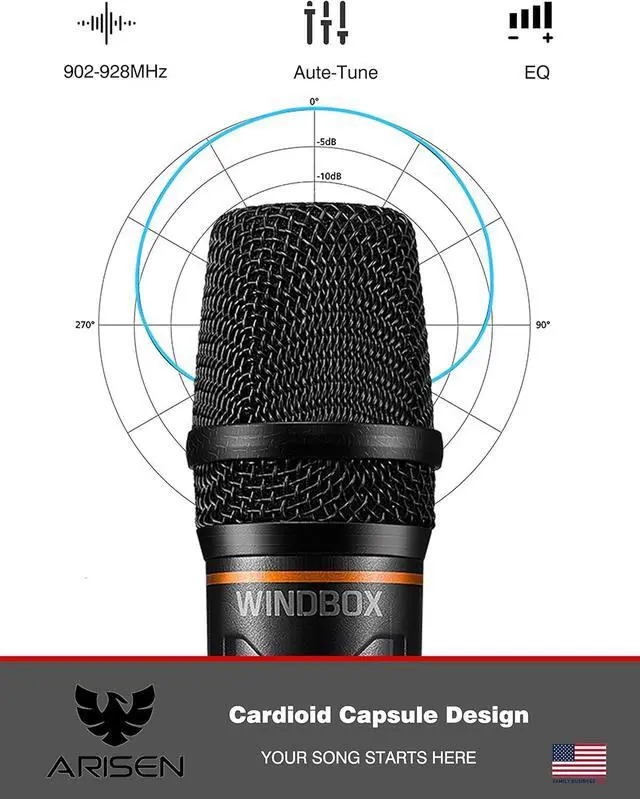 Alt view image 3 of 7 - ARISEN Wireless Microphone System, Professional  microphone UHF Dual Channel Handheld Microphone, 200ft Range Receiver and 2 Handheld Mic Set, Cordless Mic Systems for, Church, Wedding, DJ