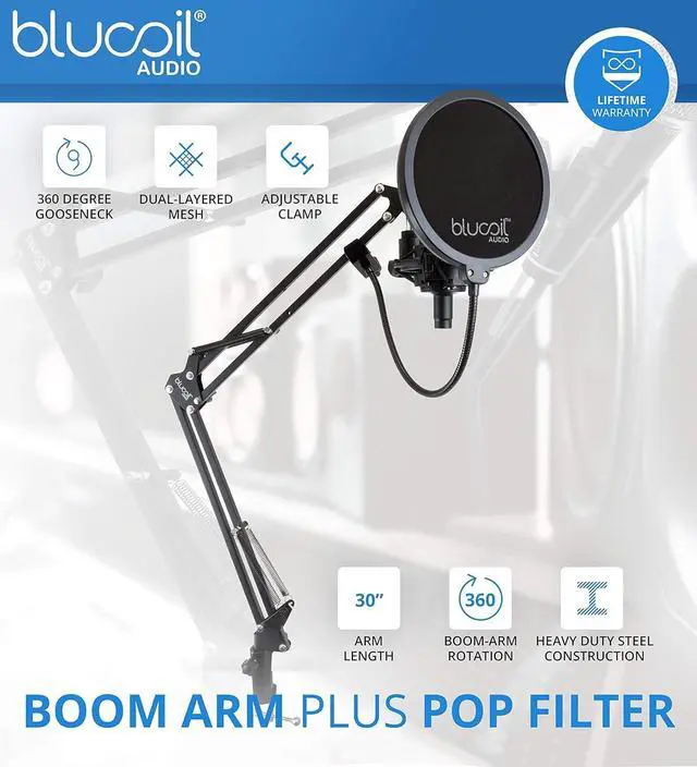 Alt view image 5 of 7 - Audio Technica AT2035 Cardioid Condenser Microphone Perfect for Studio, Podcasting & Streaming, XLR Output Bundle with Blucoil Boom Arm Plus Pop Filter, and 2-Pack of 10-FT Balanced XLR Cables