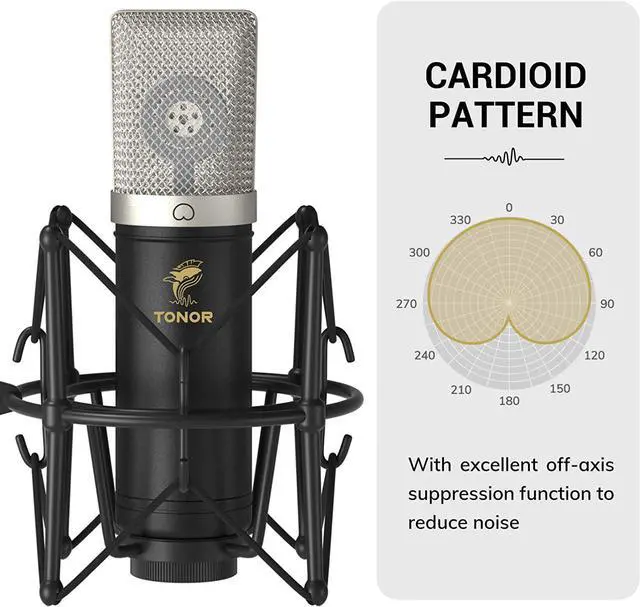 Alt view image 3 of 7 - Condenser Microphone 192kHz/24Bit, TONOR USB Cardioid Computer Mic Kit with Upgraded Boom Arm/Spider Shock Mount for Recording, Streaming, Gaming, Podcasting, Voice Over, YouTube, TC-2030