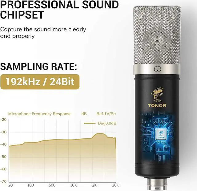 Alt view image 4 of 7 - Condenser Microphone 192kHz/24Bit, TONOR USB Cardioid Computer Mic Kit with Upgraded Boom Arm/Spider Shock Mount for Recording, Streaming, Gaming, Podcasting, Voice Over, YouTube, TC-2030