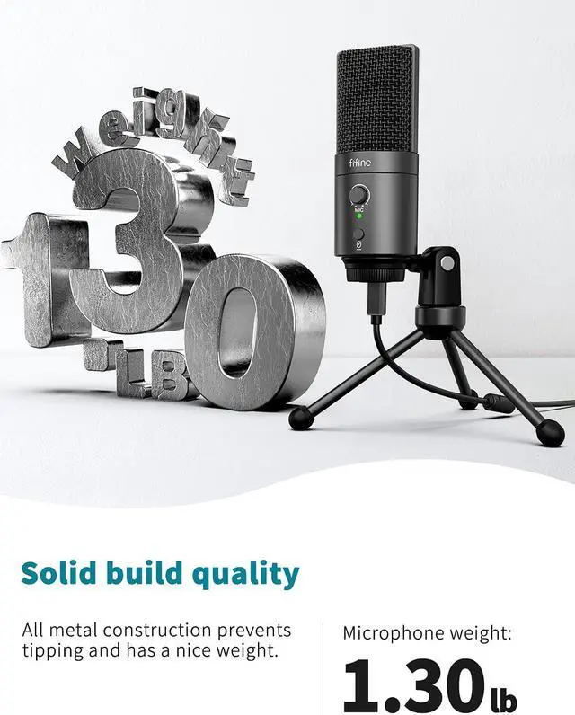 Alt view image 7 of 7 - FIFINE USB Desktop PC Microphone with Pop Filter for Computer and Mac, Studio Condenser Mic with Gain Knob Mute Button Headphone Jack for Gaming Streaming Recording YouTube, Extra USB-C Plug-K683A