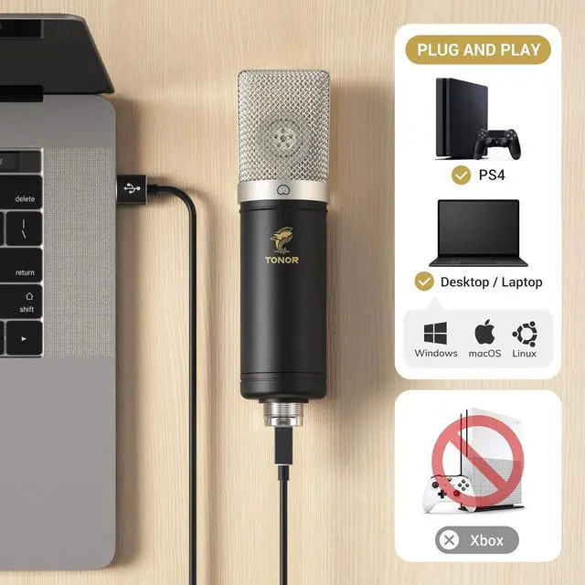 Alt view image 2 of 7 - Condenser Microphone 192kHz/24Bit, USB Cardioid Computer Mic Kit with Upgraded Boom Arm/Spider Shock Mount for Recording, Streaming, Gaming, Podcasting, Voice Over, YouTube, TC-2030