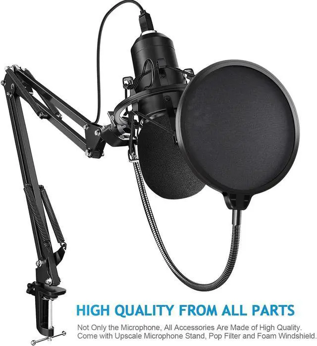 Alt view image 6 of 7 - YOTTO USB Microphone Kit 192KHZ/24BIT Plug & Play Computer PC Microphone Studio Streaming Cardioid Mic with Boom Arm Shock Mount Pop Filter for Recording Broadcasting YouTube Gaming Voice