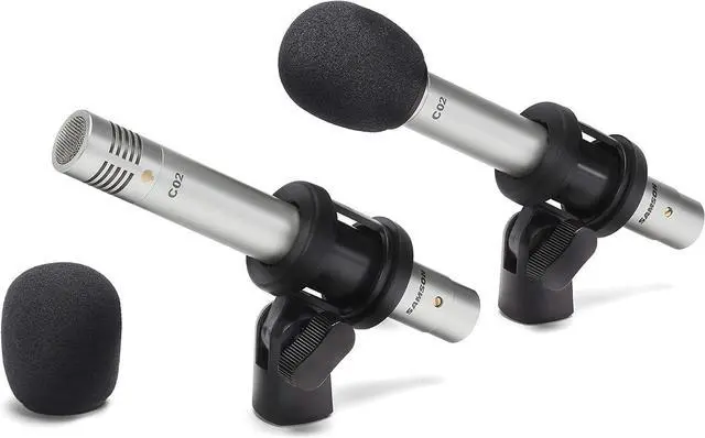 Alt view image 3 of 7 - SAMSON C02 Pencil Condenser Microphones | Supercardioid stereo pair with XLR connector and shock mounts for recording, performance and instrument miking