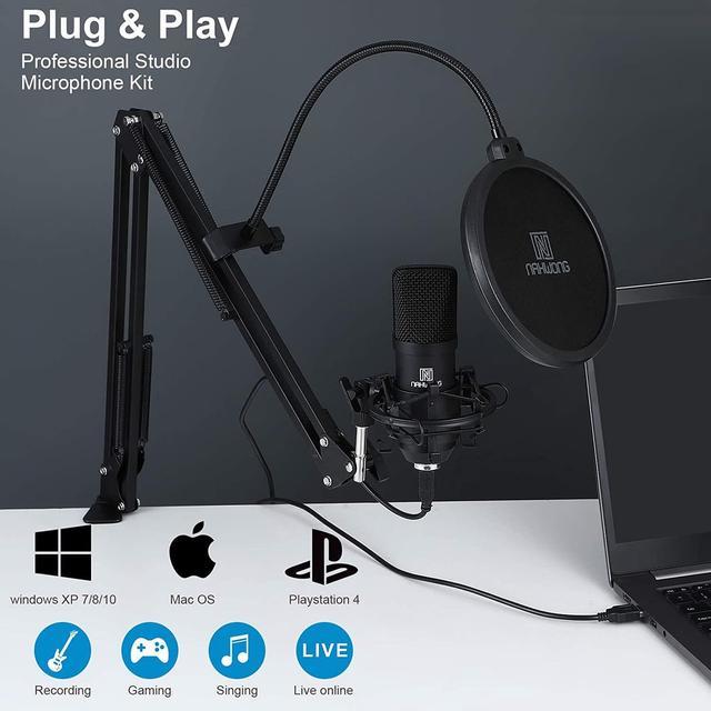 Professional USB Condenser Microphone, NASUM Noise Reduction Recording  Microphone, Desktop Computer Mic for Studio Podcasting, Chatting, Voice  over, Gaming, Streaming, Interview, Conference Call 