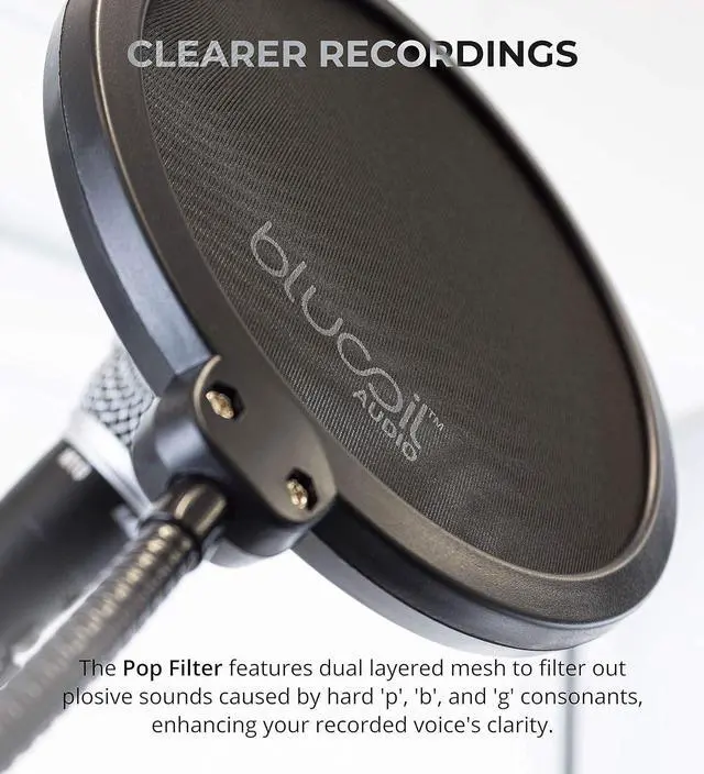 Alt view image 7 of 7 - Audio Technica AT2035 Cardioid Condenser Microphone Perfect for Studio, Podcasting & Streaming, XLR Output Bundle with Blucoil Boom Arm Plus Pop Filter, and 2-Pack of 10-FT Balanced XLR Cables