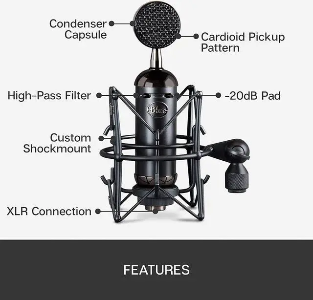 Alt view image 6 of 7 - Blue Microphone Blackout Spark SL XLR Condenser Microphone Recording, Streaming, Podcasting, Gaming, Large-Diaphragm Cardioid Capsule, Shockmount and Protective Case