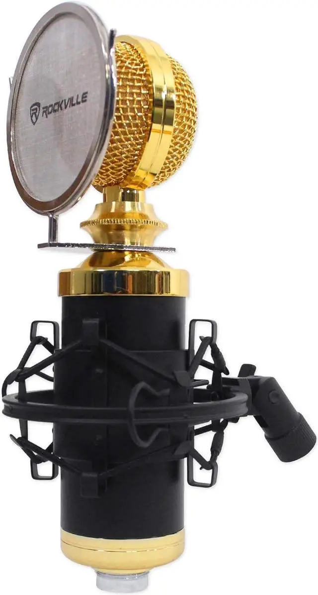 Alt view image 2 of 7 - Rockville RCM02 Pro Studio Recording Condenser Microphone Mic+Metal Shock Mount, Black