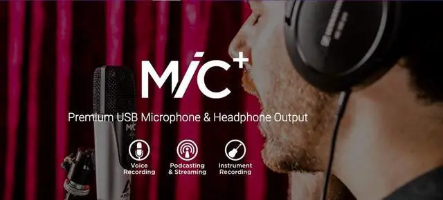 Alt view image 2 of 7 - Apogee MiC Plus - Studio Quality USB Microphone with Cardioid Condenser Mic Capsule, Built In Mic Pre-Amp & Zero-Latency Headphone Output