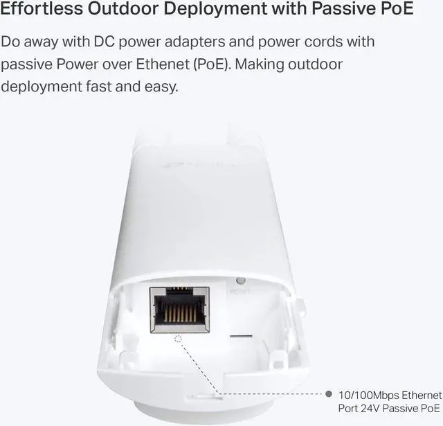 Alt view image 5 of 6 - Xiaogan EAP110-Outdoor V3 | Omada N300 Wireless Outdoor Access Point | WiFi Coverage up to 200 meters| Passive PoE w/ Free PoE Injector | SDN Integrated | Cloud Access & Omada App | White