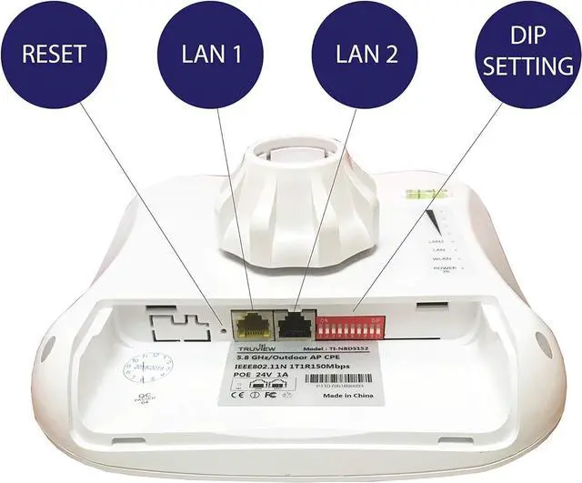 Alt view image 3 of 7 - [New Upgraded] VIEWISE Outdoor Wireless WiFi Bridge, Point to Point or Point to Multi-Point, EZ Setup via Dip Switches, 5GHz, 150Mbps 48V PoE (5GHz / 150Mbps)