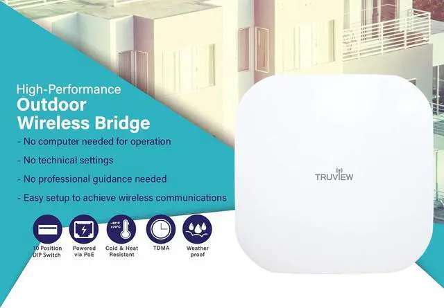 Alt view image 2 of 7 - [New Upgraded] VIEWISE Outdoor Wireless WiFi Bridge, Point to Point or Point to Multi-Point, EZ Setup via Dip Switches, 5GHz, 150Mbps 48V PoE (5GHz / 150Mbps)
