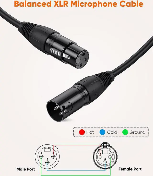 Alt view image 2 of 7 - XLR Cable,Xiaogan 10FT 3PIN XLR Male to Female Balanced Microphone Cable for Recording Applications,Mixers,Speaker Systems,DMX Lights.Black