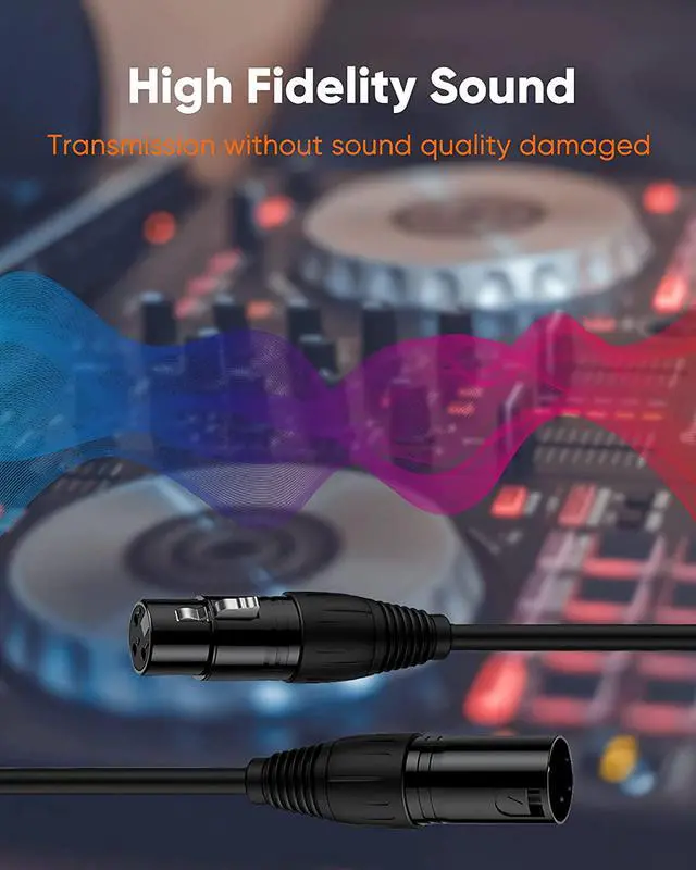 Alt view image 5 of 7 - XLR Cable,Xiaogan 10FT 3PIN XLR Male to Female Balanced Microphone Cable for Recording Applications,Mixers,Speaker Systems,DMX Lights.Black