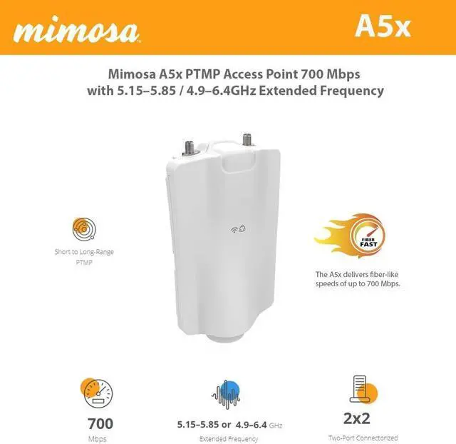 Main image of Mimosa A5x PTMP Access Point 700 Mbps with Extended Frequency 4.9 to 6.4