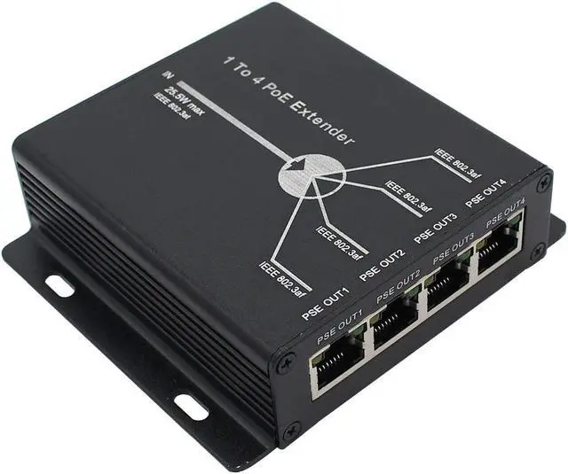 Main image of POE Extender RJ45 4-Port 10/100M IEEE802.3at (Power-in) to IEEE802.3af (Power-Out) for Ethernet/PoE Power AP, IP Camera, IP Telephone and Other Network equipments