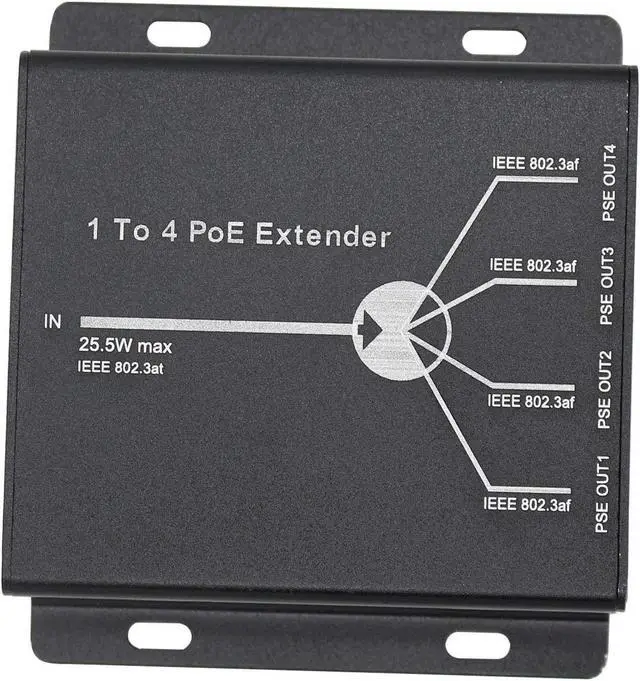 Alt view image 2 of 6 - POE Extender RJ45 4-Port 10/100M IEEE802.3at (Power-in) to IEEE802.3af (Power-Out) for Ethernet/PoE Power AP, IP Camera, IP Telephone and Other Network equipments