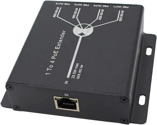 Alt view image 3 of 6 - POE Extender RJ45 4-Port 10/100M IEEE802.3at (Power-in) to IEEE802.3af (Power-Out) for Ethernet/PoE Power AP, IP Camera, IP Telephone and Other Network equipments