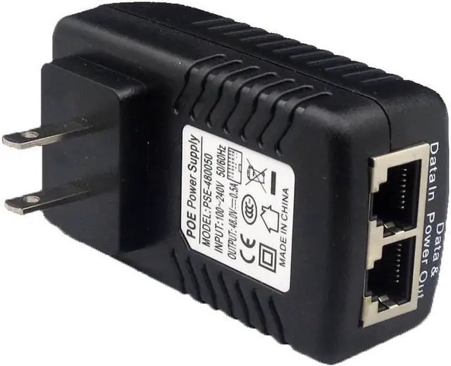 Alt view image 2 of 7 - 2-Pack 48V 0.5A PoE Power Adapter Supply Injector Ethernet with Wall Plug, IEEE 802.3af Compliant, 10/100Mbps, for IP Voip Phones Cameras AP and More