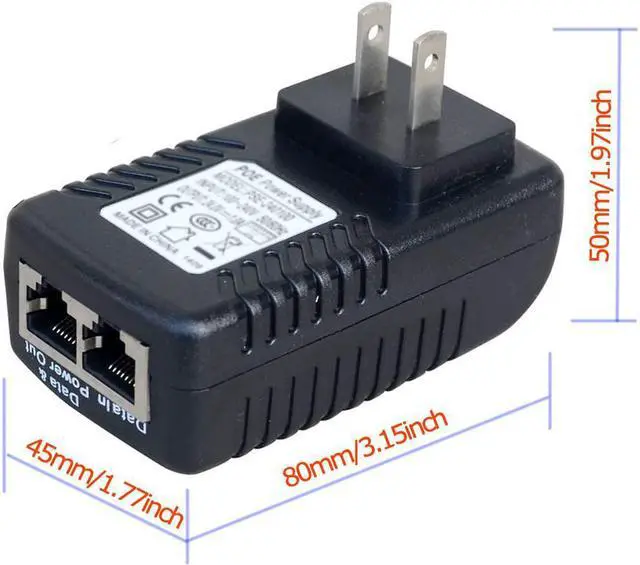 Alt view image 5 of 7 - 2-Pack 48V 0.5A PoE Power Adapter Supply Injector Ethernet with Wall Plug, IEEE 802.3af Compliant, 10/100Mbps, for IP Voip Phones Cameras AP and More
