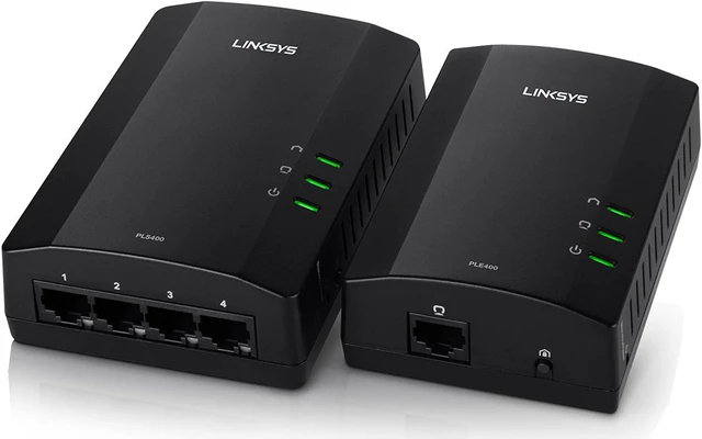 Alt view image 3 of 7 - Linksys Powerline AV 1-Port and 4-Port Network Adapter Set (PLSK400-NP)