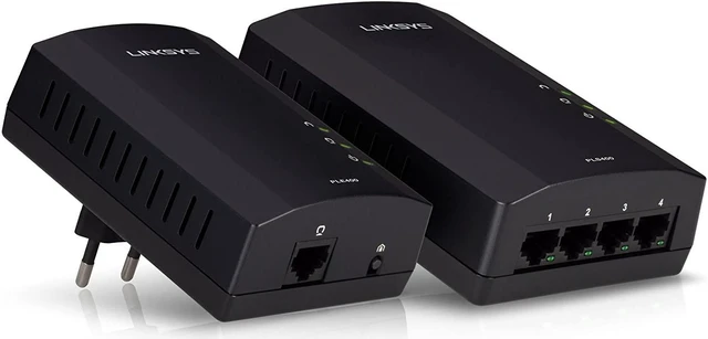 Alt view image 4 of 7 - Linksys Powerline AV 1-Port and 4-Port Network Adapter Set (PLSK400-NP)