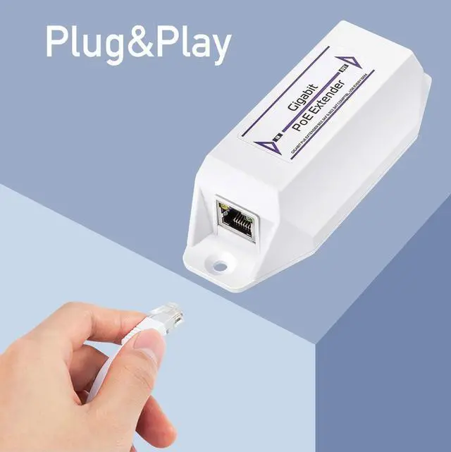 Alt view image 5 of 7 - Miracles PoE10 Gigabit PoE+ Extender, 1 Port 10/100/1000 Mbps, PoE Amplifier, Repeater, Wall Mount, Daisy Chain, Corresponds to IEEE 802.3at / 802.3af, Plug and Play