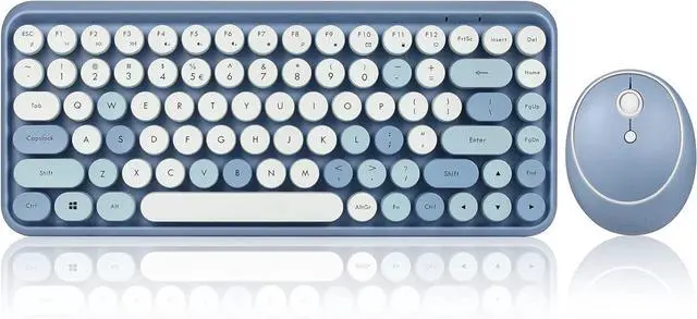 Main image of Perixx PERIDUO-713BL Wireless Mini Keyboard and Mouse Combo - Retro Round Key Caps - Pastel Blue - US English Layout