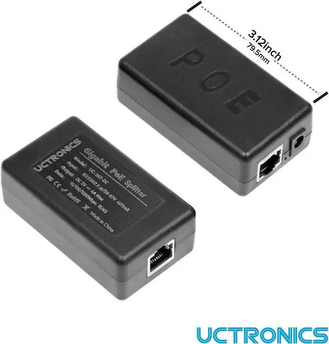 Alt view image 6 of 6 - UCTRONICS PoE Splitter 5V 4A for Raspberry Pi 4 and Jetson Nano, Active PoE+ to Barrel Jack or PoE to USB-C PoE Adapter, IEEE 802.3at/af Compliant