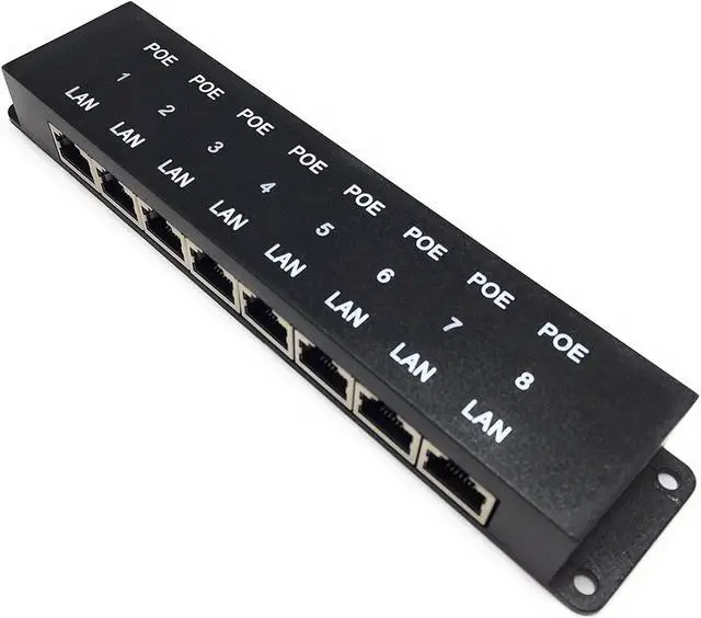 Main image of PoE Texas 8 Port PoE Injector - 8 Port PoE Adapter - Add Power Over Ethernet for Passive Devices - 10/100 Data Rate for PTZ, IP Camera Video Security System, VoIP Phone, WiFi Access Point (POE-8-ENC)