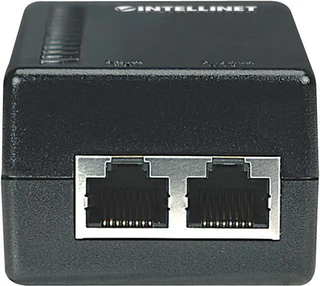 Alt view image 3 of 7 - Intellinet PoE Injector - Converts Non-PoE to PoE Connections - Use CAT5 Ethernet Cable with RJ45 to Provide Both Power and Data  Supplies 15.4W up to 100 M (328 ft) Black 524179