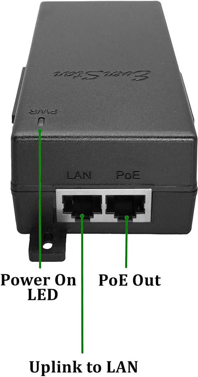 Alt view image 3 of 7 - EverStar iPoE-17W48GDW-af Gigabit | 9-36V DC in | 48V/0.35A 17W DC PoE Out | DC-DC Converter + 802.3af Mode A&B PoE Injector | Black