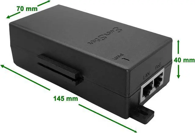 Alt view image 4 of 7 - EverStar iPoE-17W48GDW-af Gigabit | 9-36V DC in | 48V/0.35A 17W DC PoE Out | DC-DC Converter + 802.3af Mode A&B PoE Injector | Black