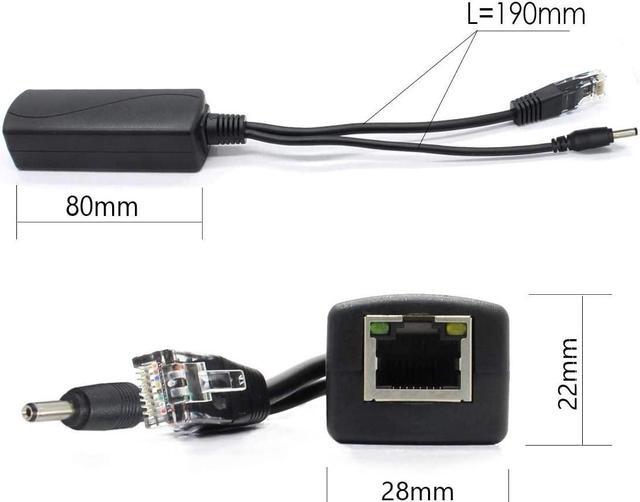 Alt view image 3 of 5 - 2-Pack 5V Gigabit PoE Splitter, 48V to 5V 2.4A Adapter, Plug 3.5mm x 1.35mm, 5.5mm x 2.1mm Connector, IEEE 802.3af Compliant, for IP Camera and More