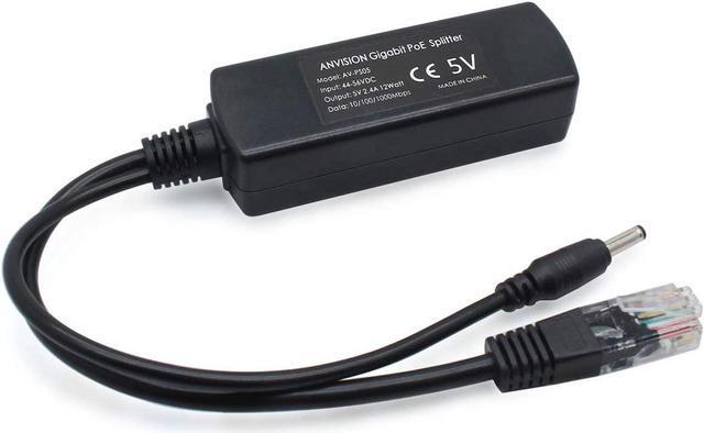 Alt view image 4 of 5 - 2-Pack 5V Gigabit PoE Splitter, 48V to 5V 2.4A Adapter, Plug 3.5mm x 1.35mm, 5.5mm x 2.1mm Connector, IEEE 802.3af Compliant, for IP Camera and More