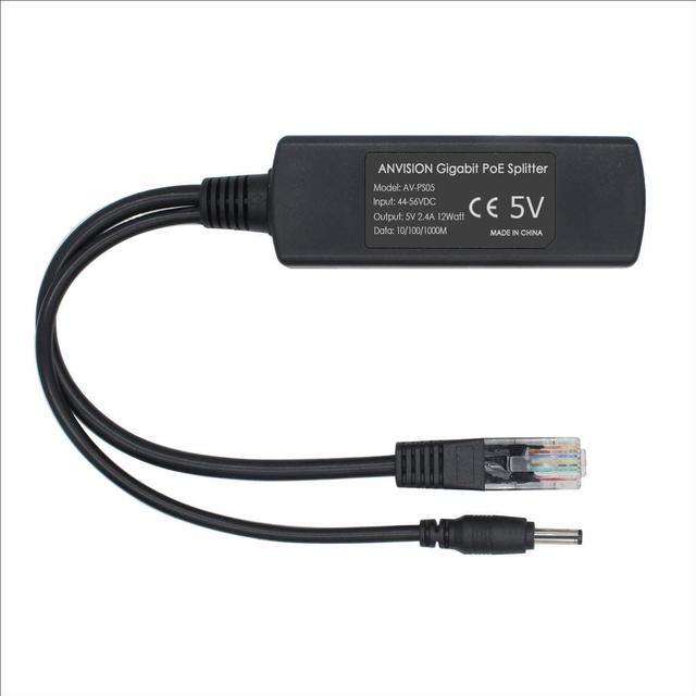 Alt view image 5 of 5 - 2-Pack 5V Gigabit PoE Splitter, 48V to 5V 2.4A Adapter, Plug 3.5mm x 1.35mm, 5.5mm x 2.1mm Connector, IEEE 802.3af Compliant, for IP Camera and More