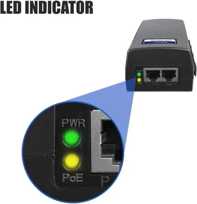 Alt view image 5 of 6 - BV-Tech Gigabit Power Over Ethernet PoE+ Injector | 30W | Plug & Play | up to 325 Feet
