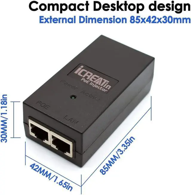 Alt view image 4 of 4 - Gigabit POE Injector Adapter, IEEE 802.3af Compliant, 10/100/1000Mbps RJ45, up to 328 ft, Compatible with TL-POE150S, TPE-113GI