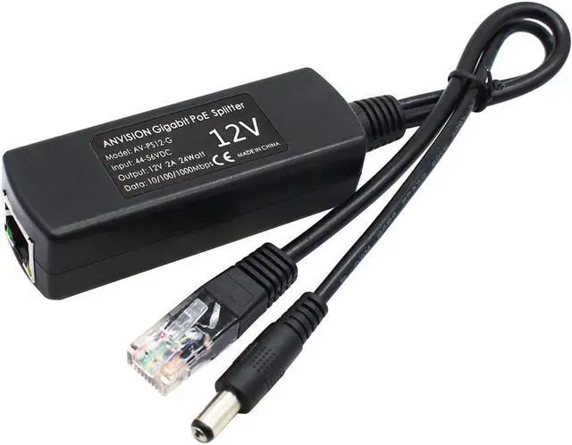 Alt view image 2 of 6 - ANVISION Gigabit PoE Splitter, 48V to 12V 2A Ethernet Adapter, for Security Camera, AP, Voip and More, AV-PS12-G