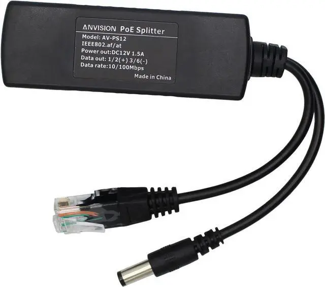 Alt view image 4 of 5 - 4-Pack 12V DC Output Active PoE Splitter Adapter, IEEE 802.3af, 10/100Mbps, for IP Camera AP Voip Phone and More, AV-PS12