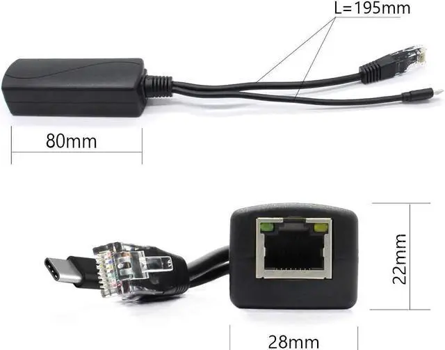 Alt view image 3 of 5 - ANVISION 4-Pack 5V Gigabit PoE Splitter, USB Type C, 48V to 5V 2.4A Adaper, IEEE 802.3af Compliant, Welcome to consult