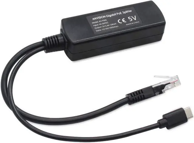 Alt view image 4 of 5 - ANVISION 4-Pack 5V Gigabit PoE Splitter, USB Type C, 48V to 5V 2.4A Adaper, IEEE 802.3af Compliant, Welcome to consult