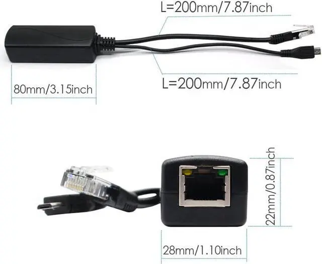 Alt view image 4 of 7 - ANVISION 4-Pack Active 5V 2.4A PoE Splitter Adapter IEEE 802.3af Compliant Micro USB 48V to 5V/2.4A, for Tablets, Dropcam or Raspberry Pi, IPC, IP Camera and More