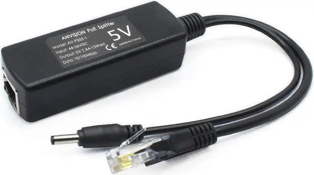 Alt view image 4 of 5 - ANVISION 2-Pack 5V PoE Splitter, 48V to 5V 2.4A Adapter, Plug 3.5mm x 1.35mm, 5.5mm x 2.1mm connector, IEEE 802.3af Compliant, for IP Camera and more