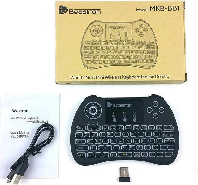 Alt view image 6 of 6 - Beastron 2.4G Mini Wireless Keyboard with TouchpadQWERTY Keyboard, Backlit Portable Keyboard Wireless with Remote Control for Laptop,PC,Tablets,Pad,Google Android TV,Xbox,PS3/4 .Black