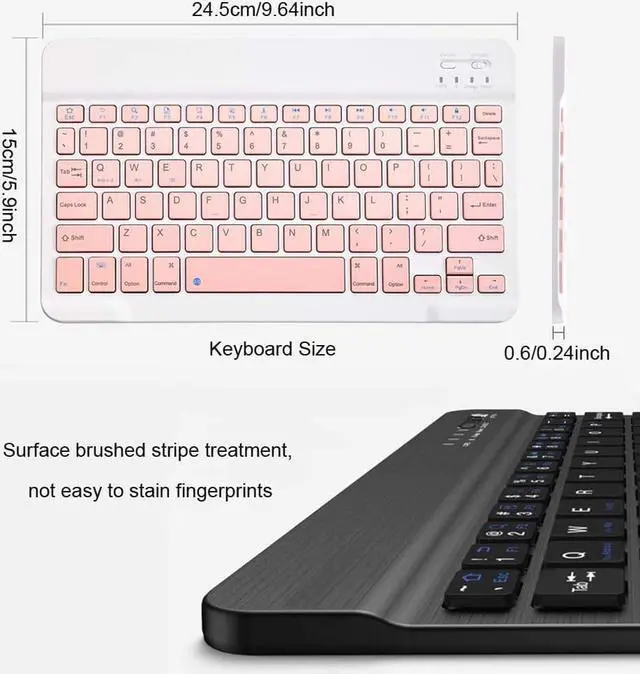 Alt view image 6 of 7 - Rechargeable Bluetooth Keyboard and Mouse Combo Ultra-Slim Portable Compact Wireless Mouse Keyboard Set for Android Windows Tablet Cell Phone iPhone iPad Pro Air Mini, iPad OS/iOS 13 and Above (Pink)