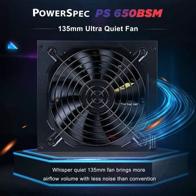 Alt view image 4 of 7 - PowerSpec 650W Power Supply Semi Modular 80 Plus Bronze Certified ATX PSU Active PFC SLI Crossfire Ready Gaming PC Computer Switching Power Supply, PS 650BSM