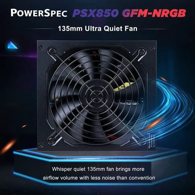 Alt view image 4 of 7 - PowerSpec 850 Watt 80 Plus Gold Fully Modular ATX Power Supply Active PFC SLI Crossfire Ready Gaming PC PSU Computer Switching Power Supply, PSX 850GFM NRGB
